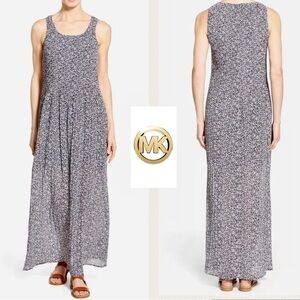 Michael Kors Maxi Dress in Blackish Deep Navy & White Mini Floral - Size XS 🖤🤍